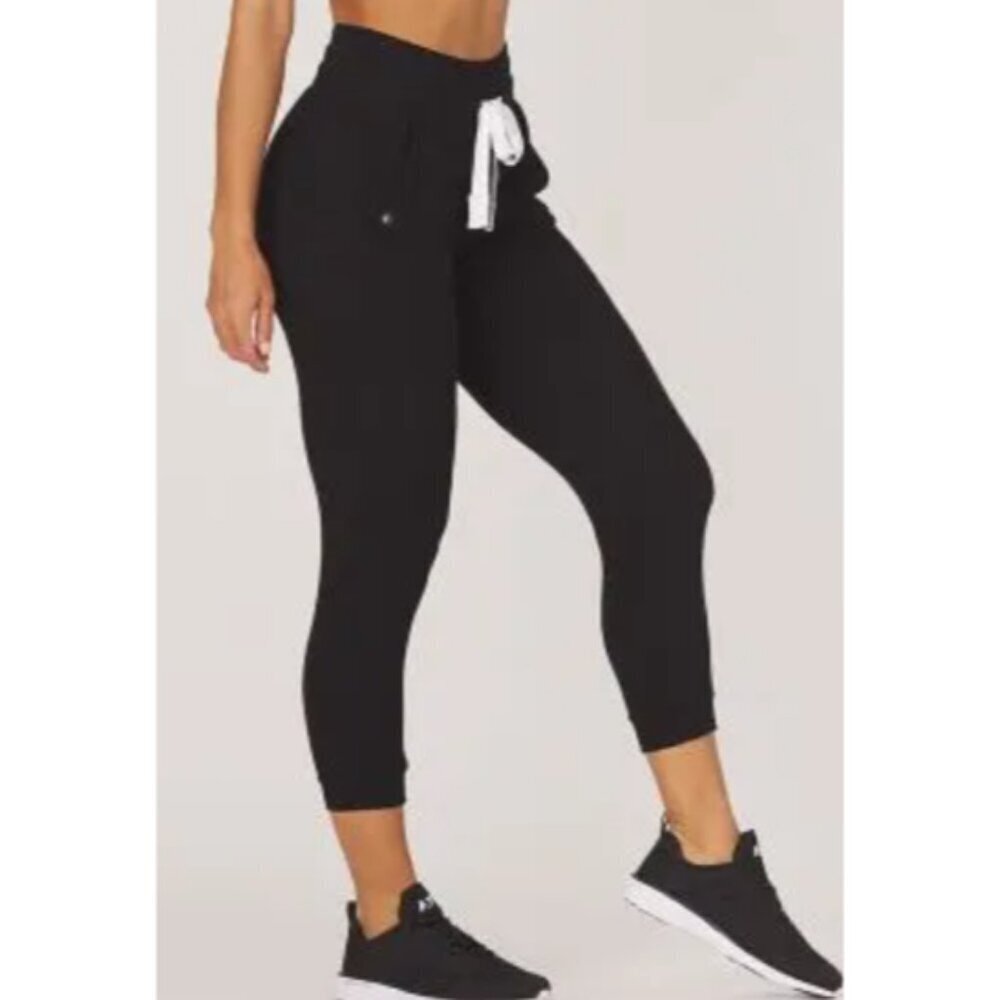 New Glyder Comfort 7/8 Jogger Pants Womens 2X Plus Black Ribbed Pockets